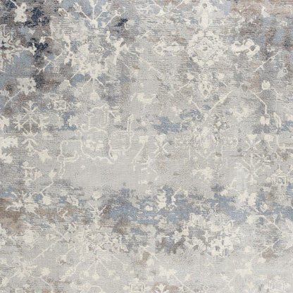 4’ X 6’ Navy And Beige Distressed Vines Area Rug