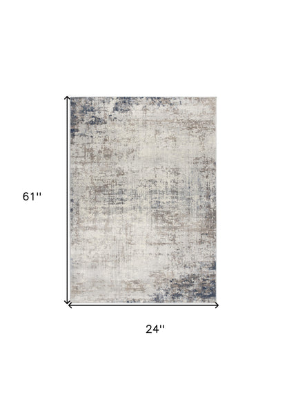 2’ X 3’ Navy Blue Distressed Striations Scatter Rug