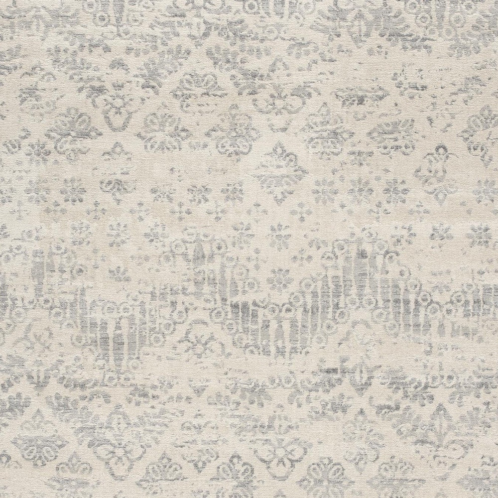 2’ X 10’ Ivory Distressed Ikat Pattern Runner Rug