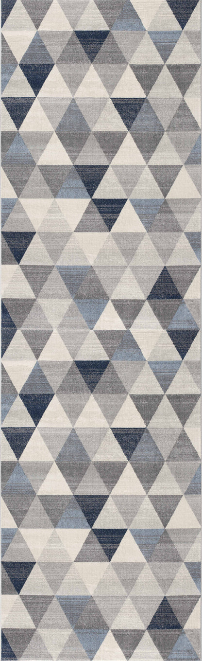 2’ X 10’ Navy Blue Geometric Diamond Runner Rug