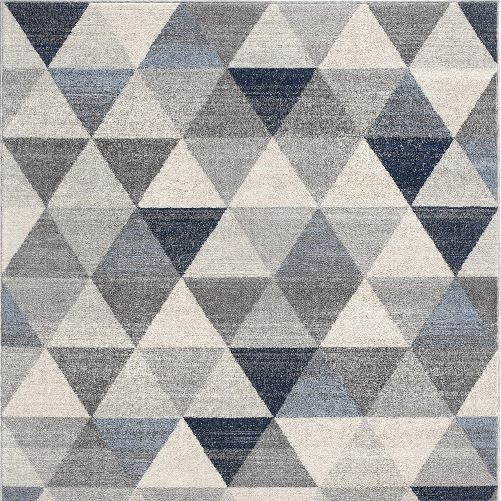 2’ X 10’ Navy Blue Geometric Diamond Runner Rug