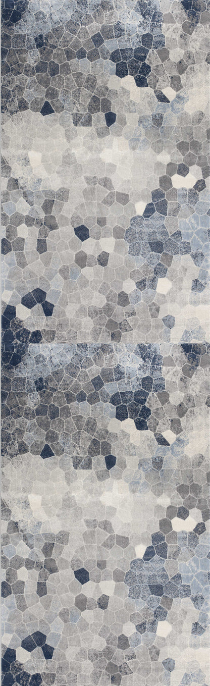 8’ X 11’ Navy Blue Cobblestone Pattern Area Rug