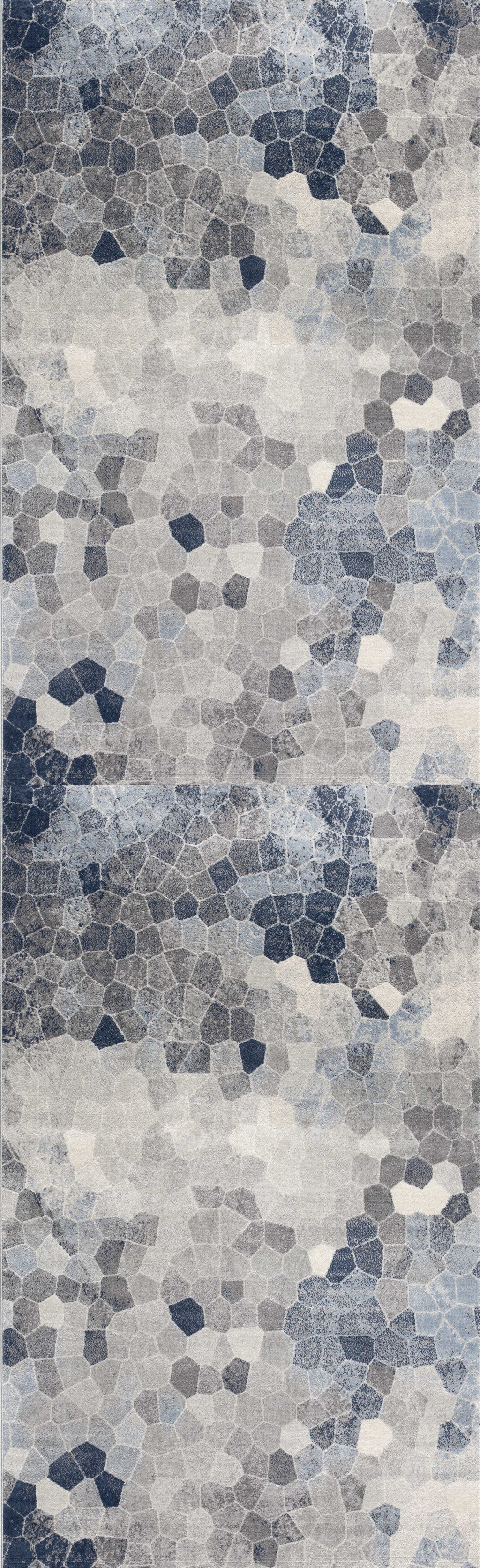 8’ X 11’ Navy Blue Cobblestone Pattern Area Rug