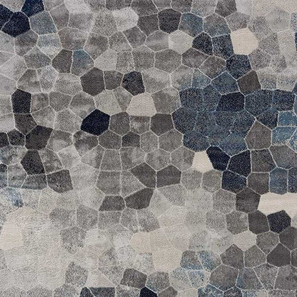 8’ X 11’ Navy Blue Cobblestone Pattern Area Rug