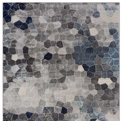 8’ X 11’ Navy Blue Cobblestone Pattern Area Rug