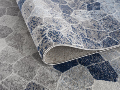 8’ X 11’ Navy Blue Cobblestone Pattern Area Rug