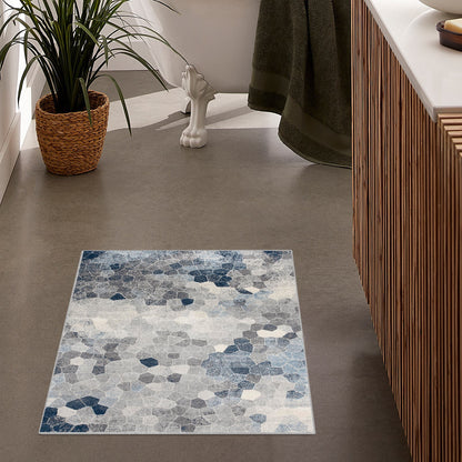 8’ X 11’ Navy Blue Cobblestone Pattern Area Rug