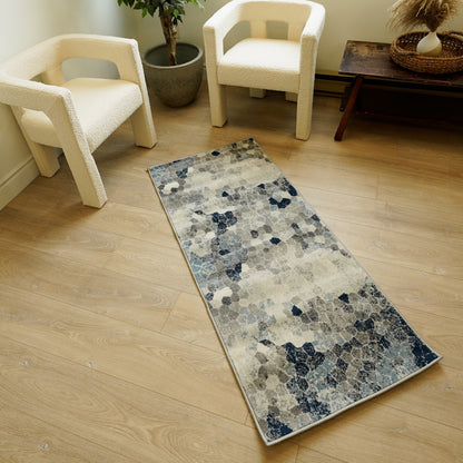 8’ X 11’ Navy Blue Cobblestone Pattern Area Rug