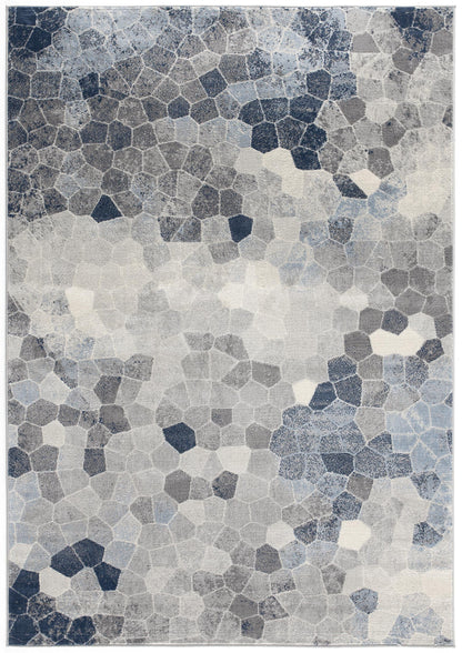8’ X 11’ Navy Blue Cobblestone Pattern Area Rug