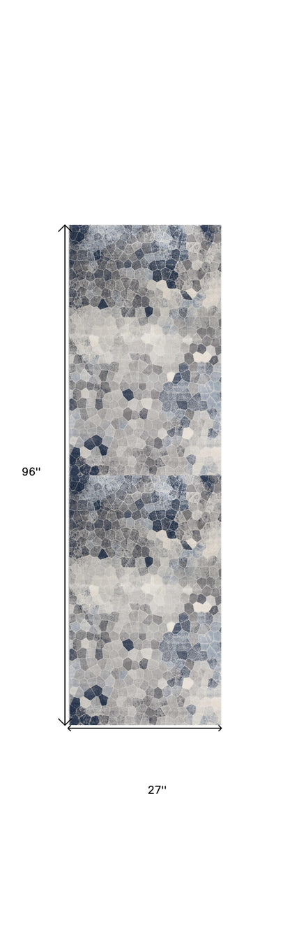 8’ X 11’ Navy Blue Cobblestone Pattern Area Rug