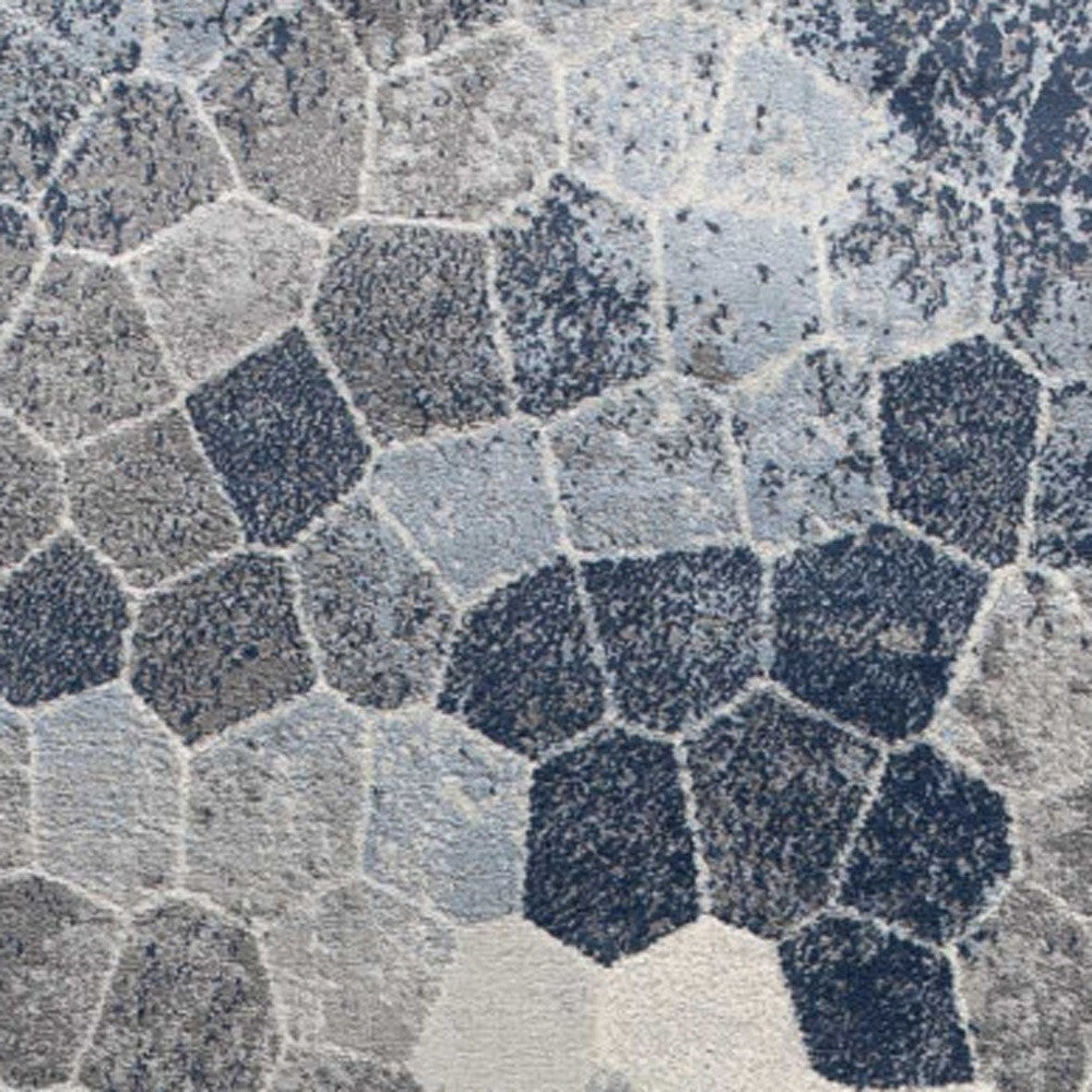 8’ X 11’ Navy Blue Cobblestone Pattern Area Rug
