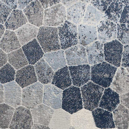 8’ X 11’ Navy Blue Cobblestone Pattern Area Rug