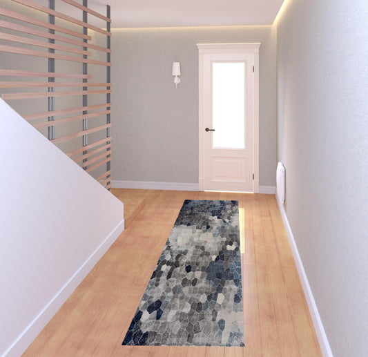 8’ X 11’ Navy Blue Cobblestone Pattern Area Rug