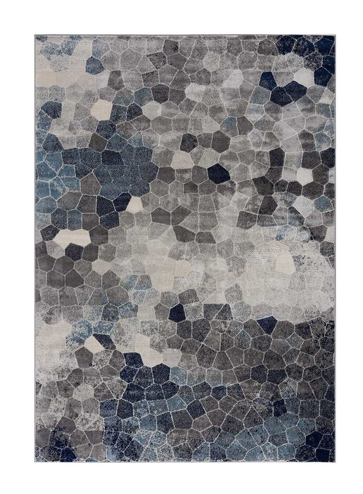 8’ X 11’ Navy Blue Cobblestone Pattern Area Rug