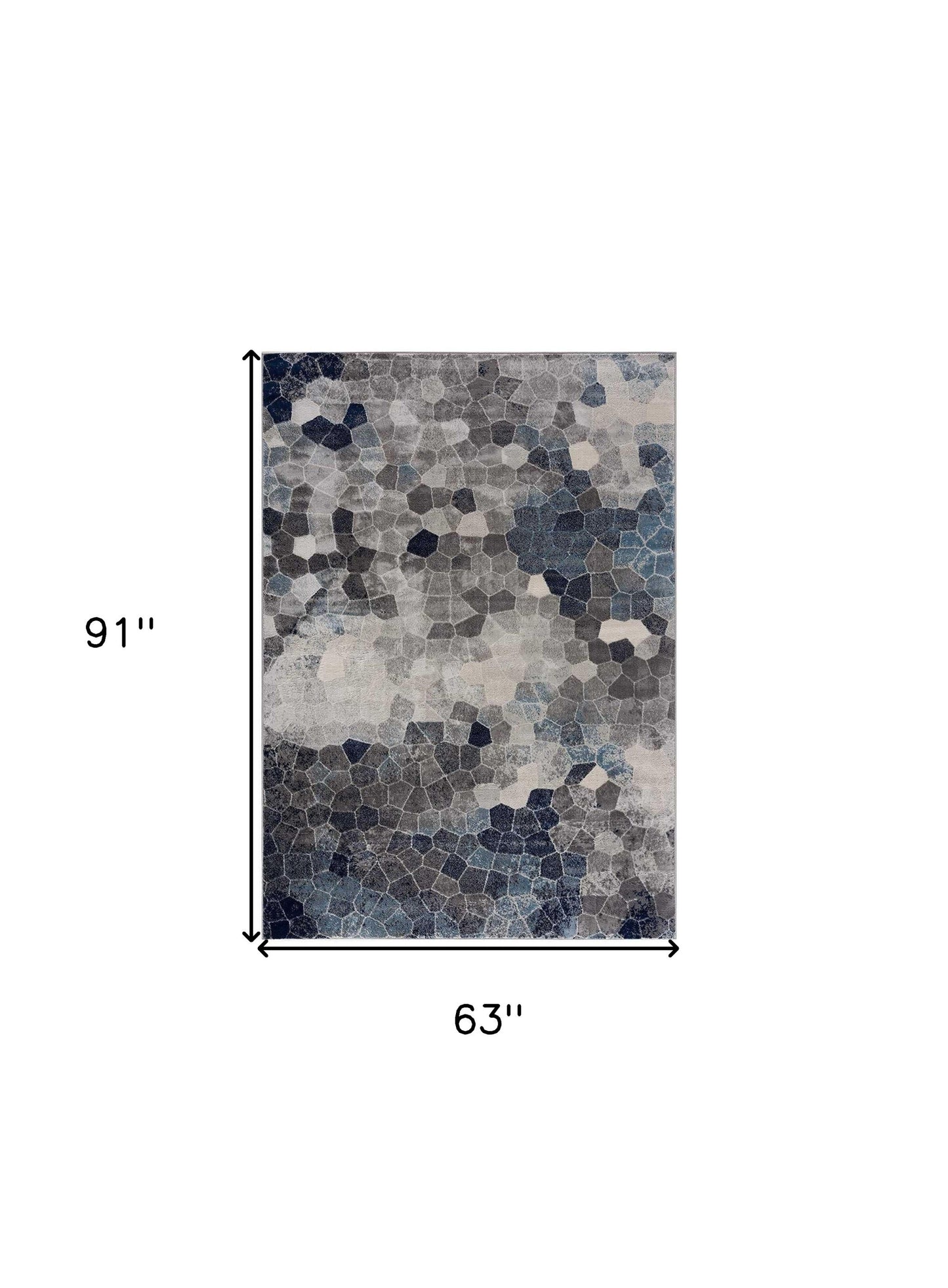 8’ X 11’ Navy Blue Cobblestone Pattern Area Rug