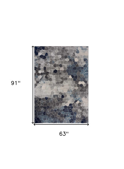 8’ X 11’ Navy Blue Cobblestone Pattern Area Rug