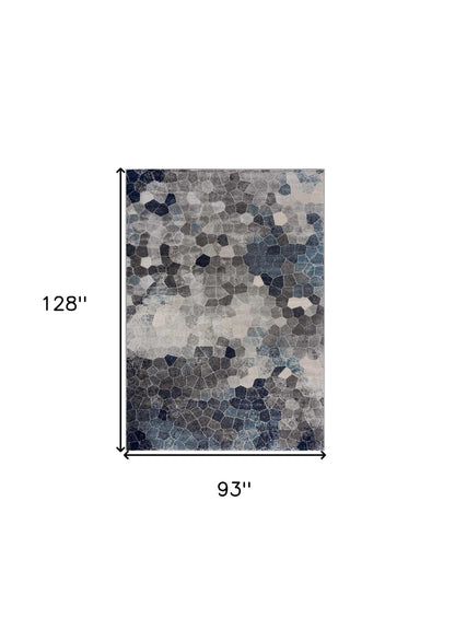8’ X 11’ Navy Blue Cobblestone Pattern Area Rug