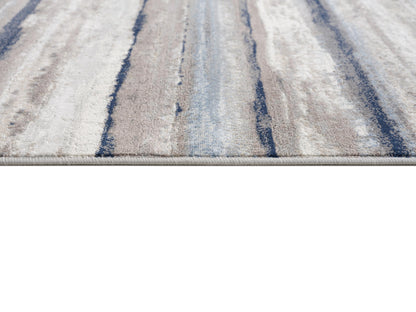 2’ X 6’ Blue And Beige Distressed Stripes Area Rug