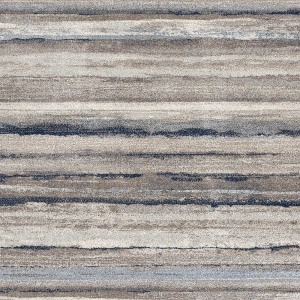 2’ X 6’ Blue And Beige Distressed Stripes Area Rug