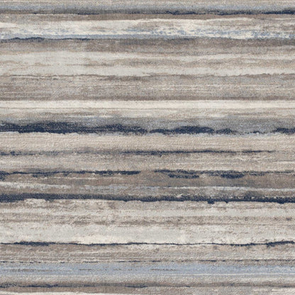 2’ X 6’ Blue And Beige Distressed Stripes Area Rug