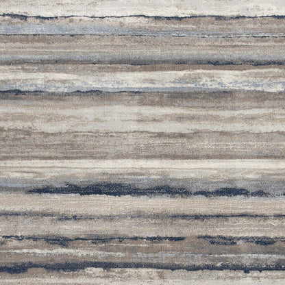 2’ X 6’ Blue And Beige Distressed Stripes Area Rug