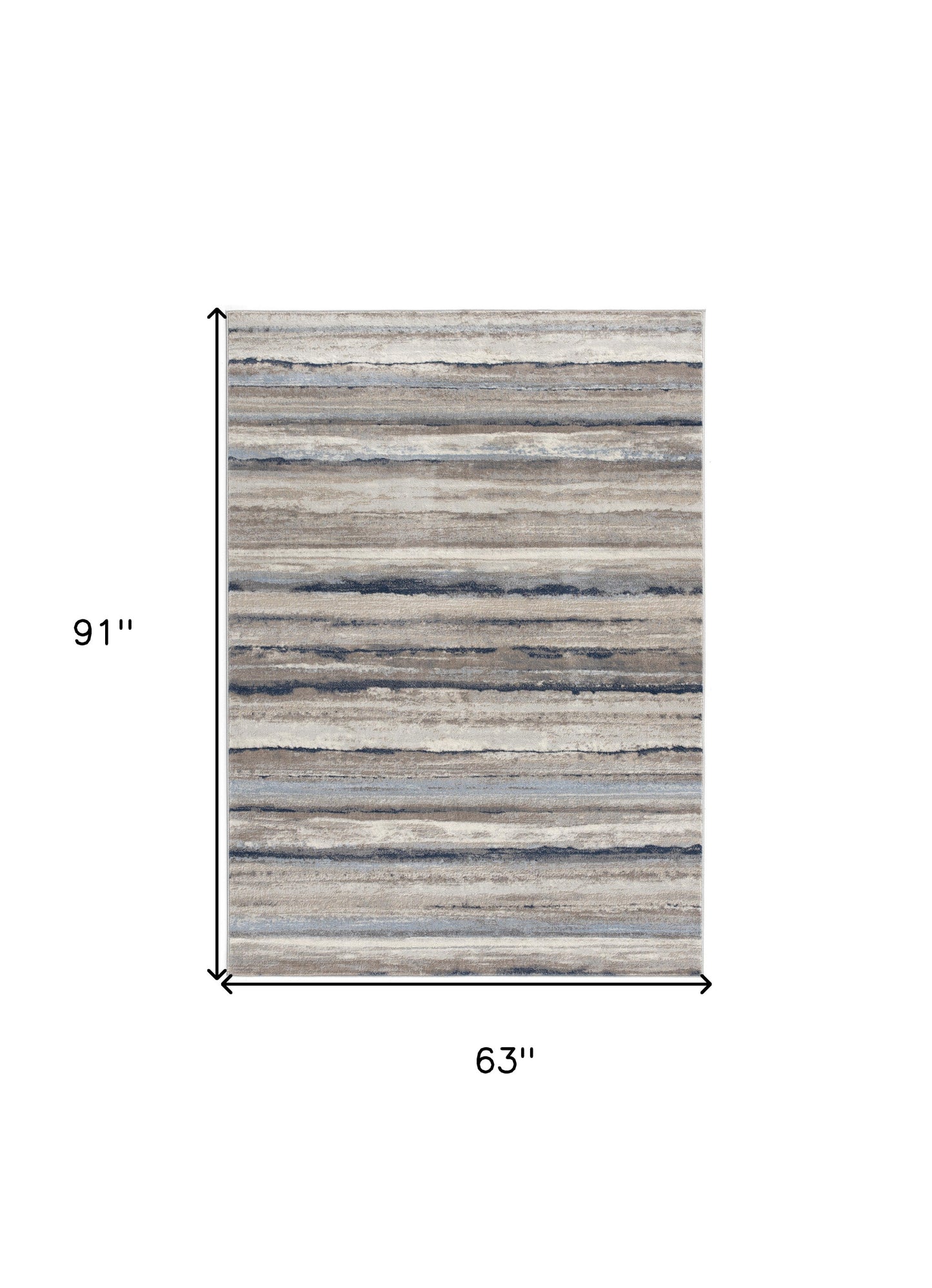 2’ X 6’ Blue And Beige Distressed Stripes Area Rug