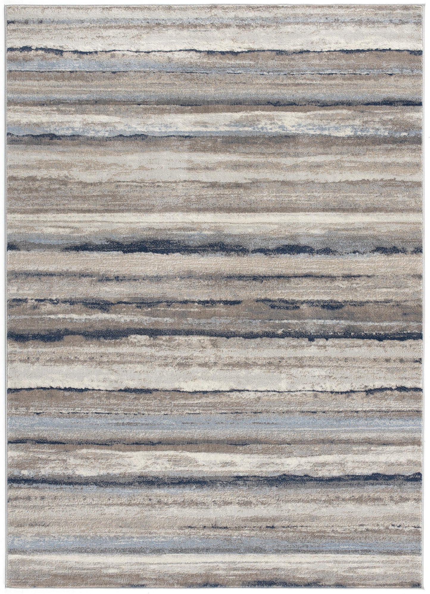 2’ X 6’ Blue And Beige Distressed Stripes Area Rug