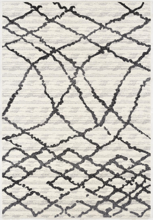 5’ X 8’ Gray And Black Modern Abstract Area Rug