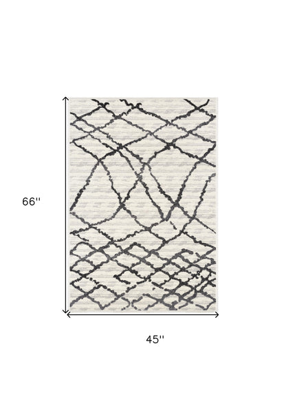 5’ X 8’ Gray And Black Modern Abstract Area Rug