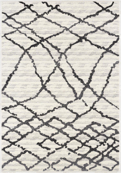 5’ X 8’ Gray And Black Modern Abstract Area Rug
