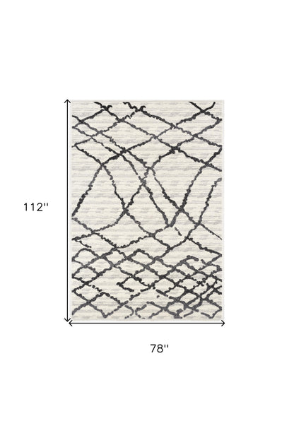 5’ X 8’ Gray And Black Modern Abstract Area Rug