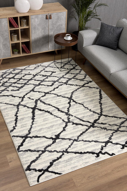 5’ X 8’ Gray And Black Modern Abstract Area Rug