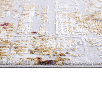 4’ X 6’ Abstract Beige And Gold Modern Area Rug