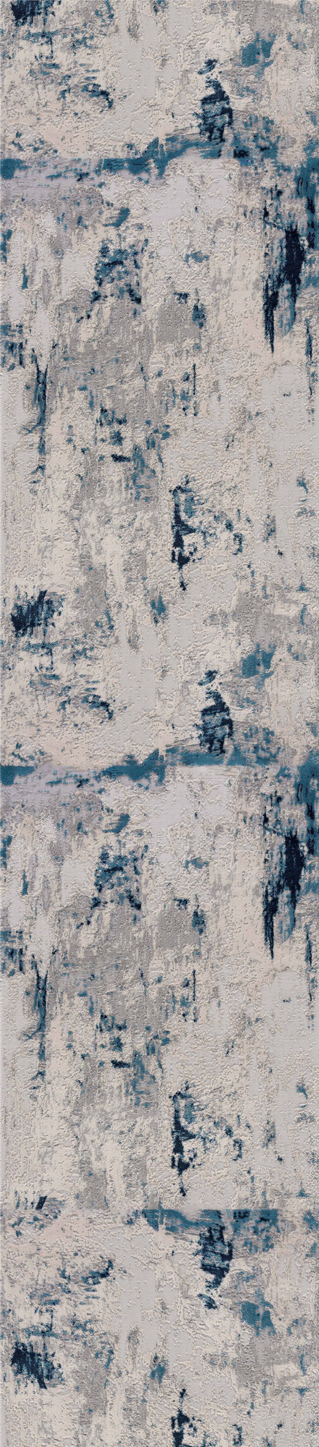 7’ X 10’ Blue And Ivory Abstract Strokes Area Rug