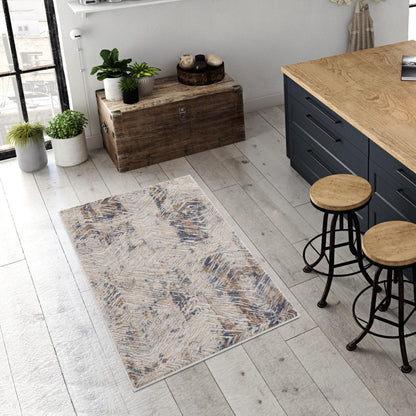 5’ X 8’ Ivory And Beige Abstract Diamonds Area Rug