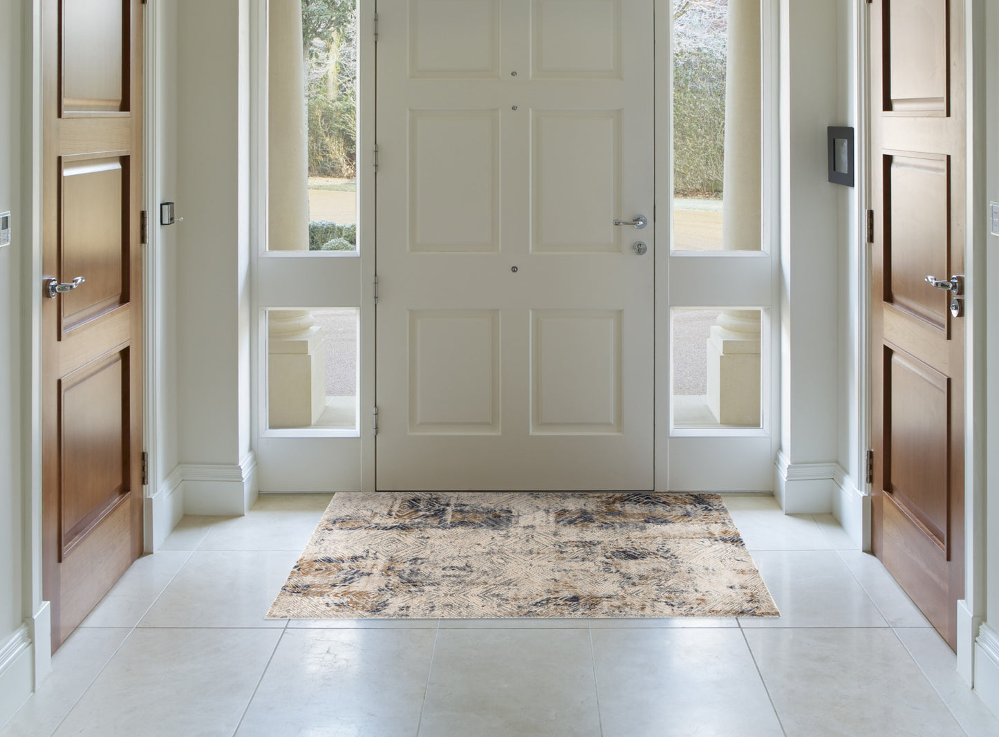 5’ X 8’ Ivory And Beige Abstract Diamonds Area Rug