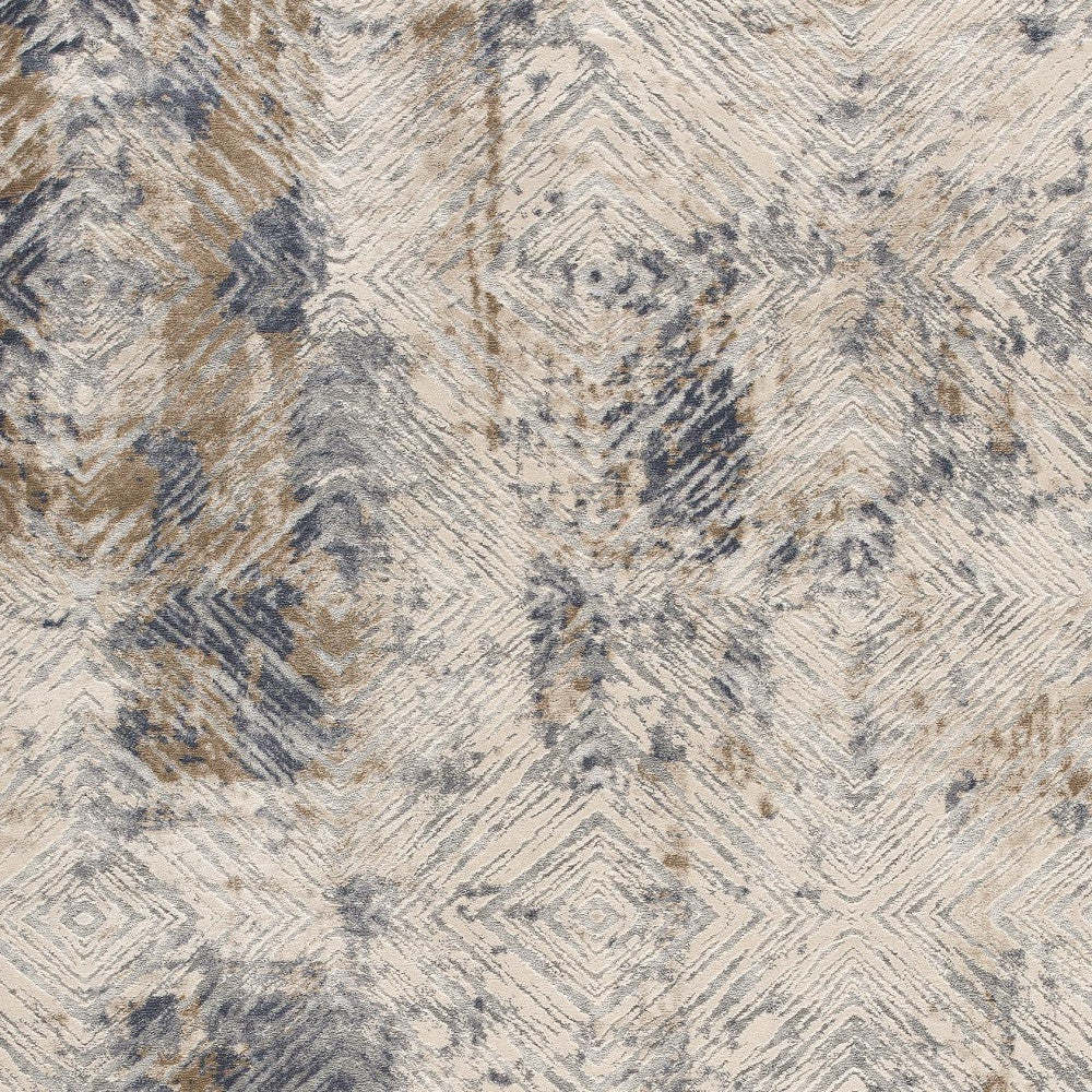 5’ X 8’ Ivory And Beige Abstract Diamonds Area Rug