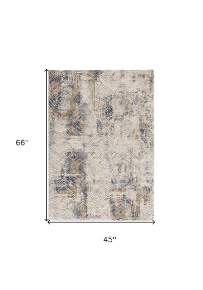 5’ X 8’ Ivory And Beige Abstract Diamonds Area Rug