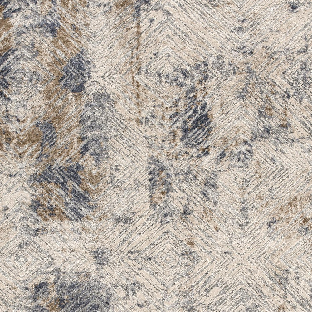 5’ X 8’ Ivory And Beige Abstract Diamonds Area Rug