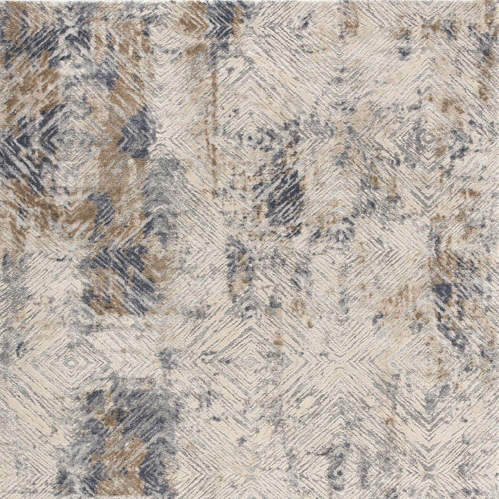 5’ X 8’ Ivory And Beige Abstract Diamonds Area Rug