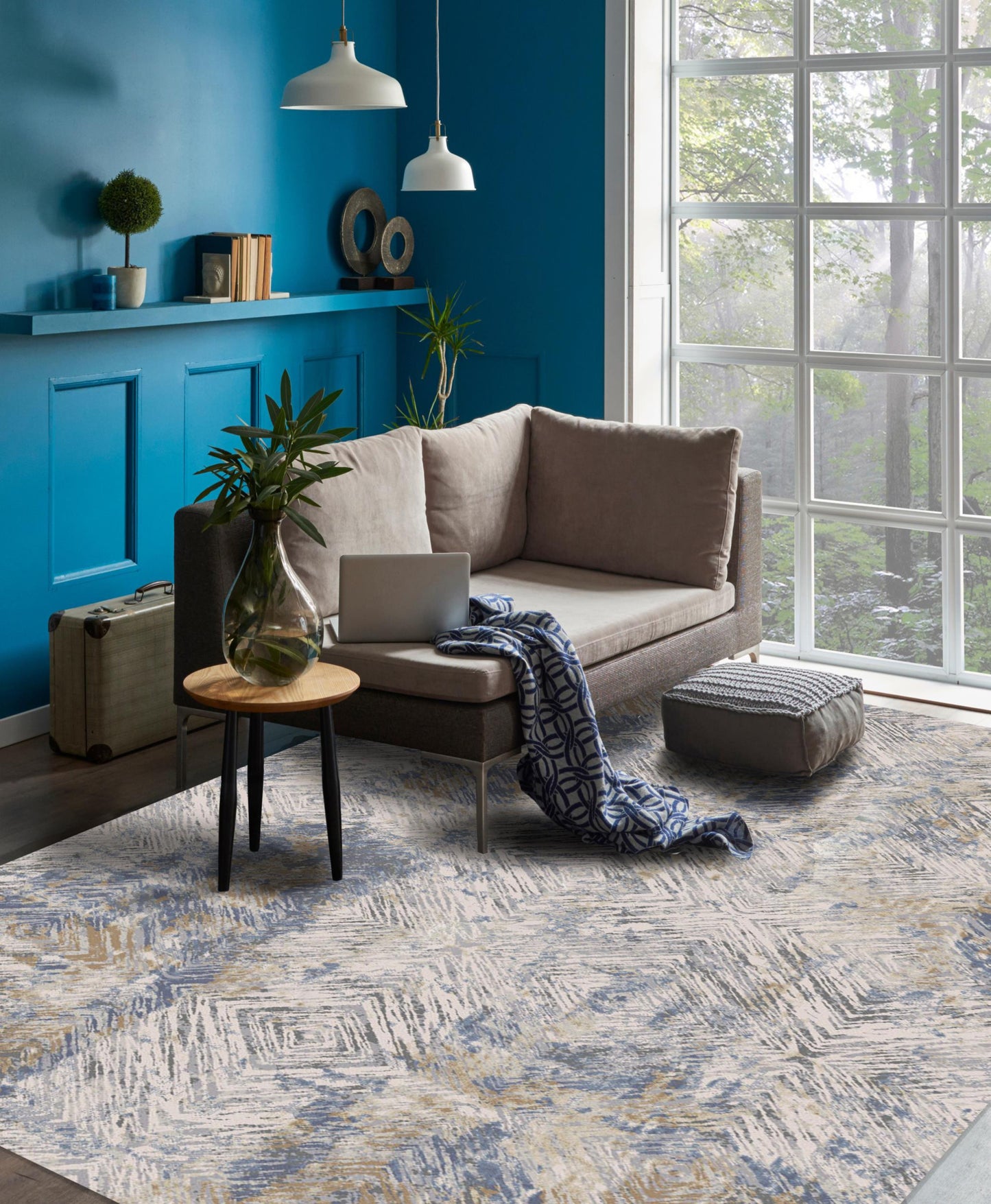 5’ X 8’ Ivory And Beige Abstract Diamonds Area Rug