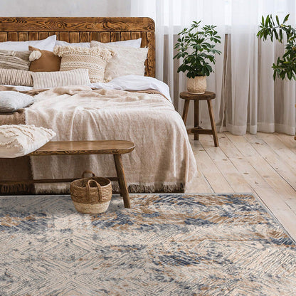 5’ X 8’ Ivory And Beige Abstract Diamonds Area Rug