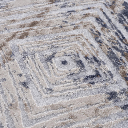 5’ X 8’ Ivory And Beige Abstract Diamonds Area Rug