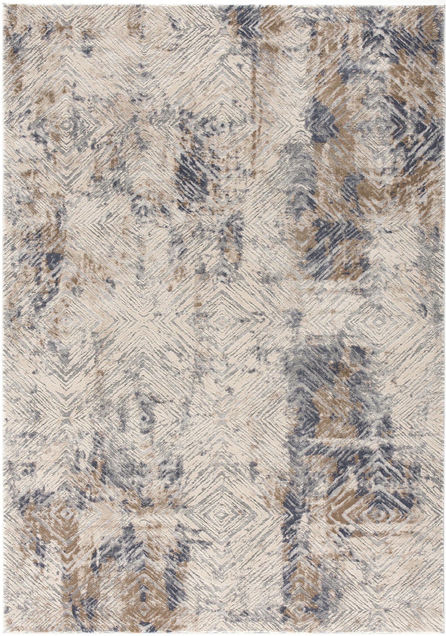 5’ X 8’ Ivory And Beige Abstract Diamonds Area Rug
