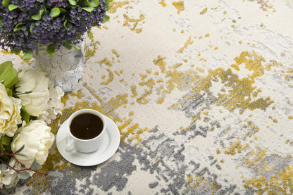 6' X 9' Gold Abstract Dhurrie Area Rug