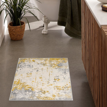 6' X 9' Gold Abstract Dhurrie Area Rug