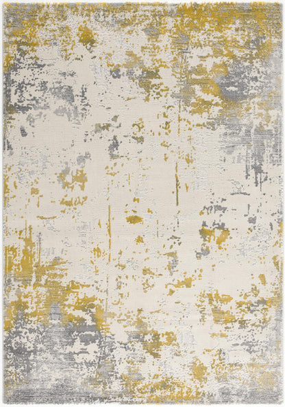 6' X 9' Gold Abstract Dhurrie Area Rug