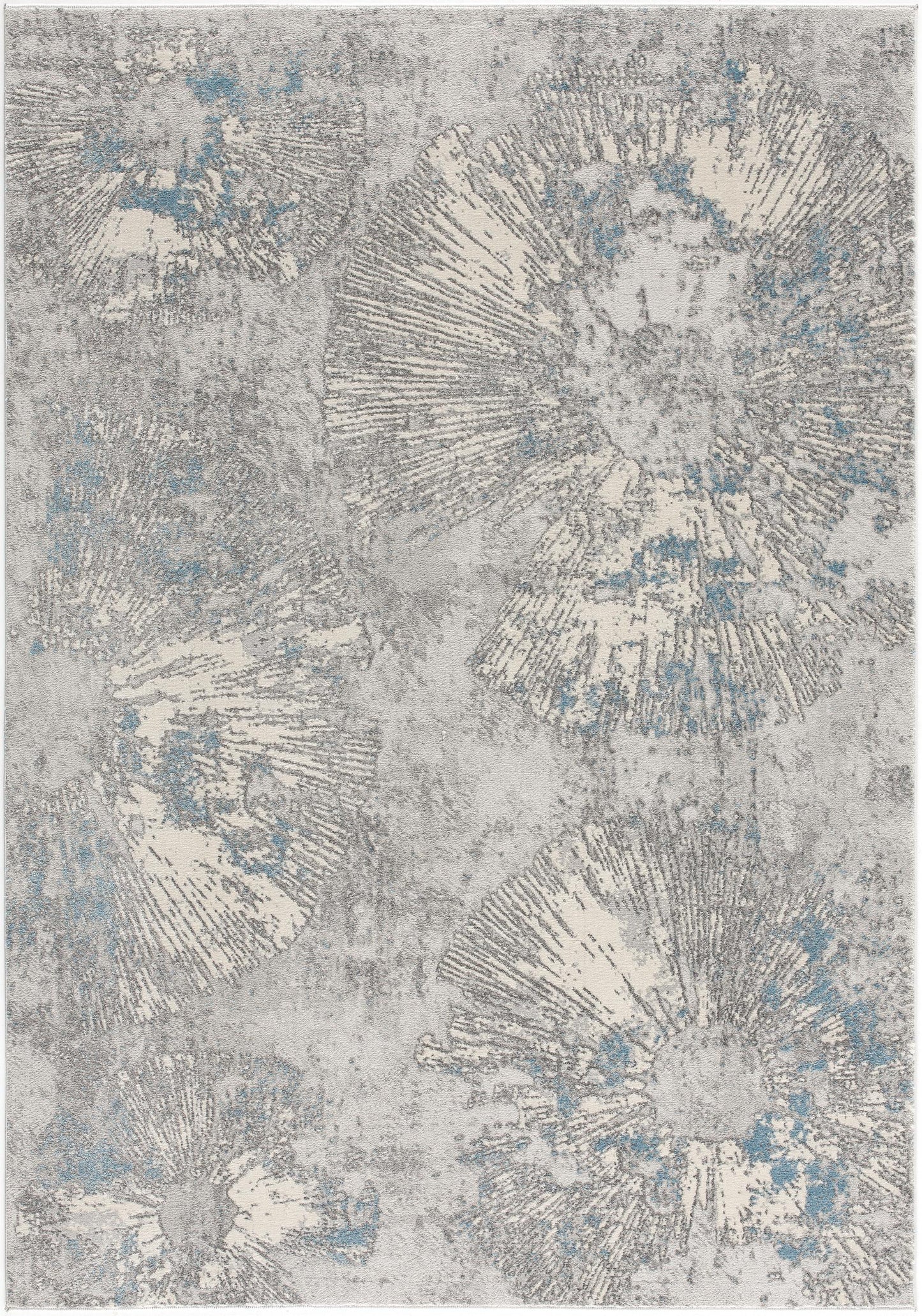 5’ X 8’ Blue Abstract Circular Motifs Area Rug