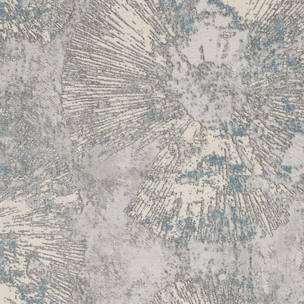 5’ X 8’ Blue Abstract Circular Motifs Area Rug
