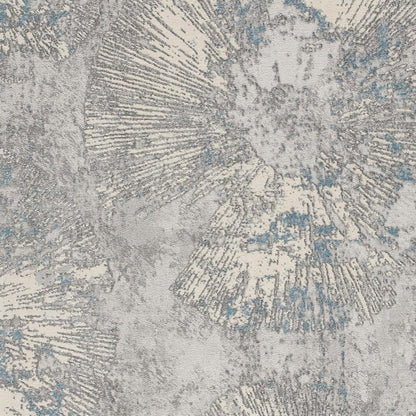 5’ X 8’ Blue Abstract Circular Motifs Area Rug